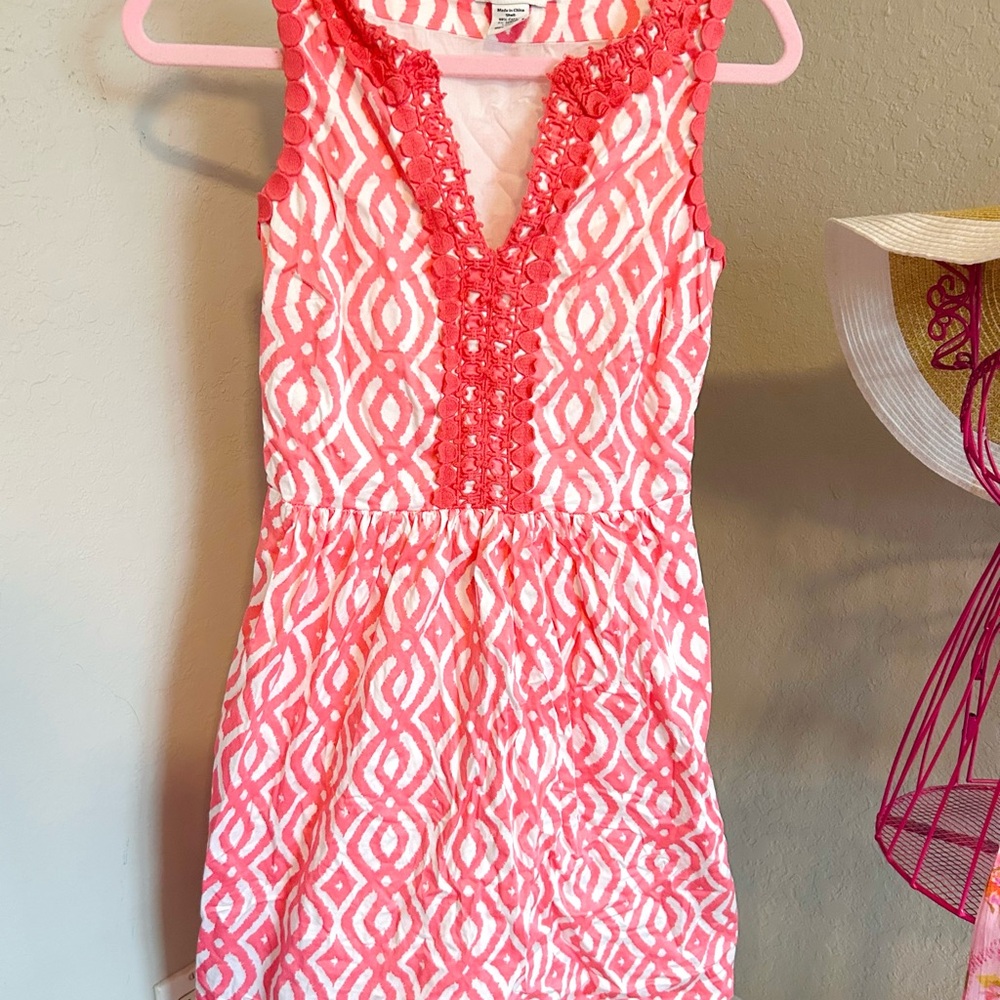 Vineyard Vines Pink/Coral and White Sleeveless Dress